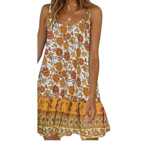 Qearal NWT women’s swing floral print scoop neck dress with pockets size/L - Picture 1 of 6